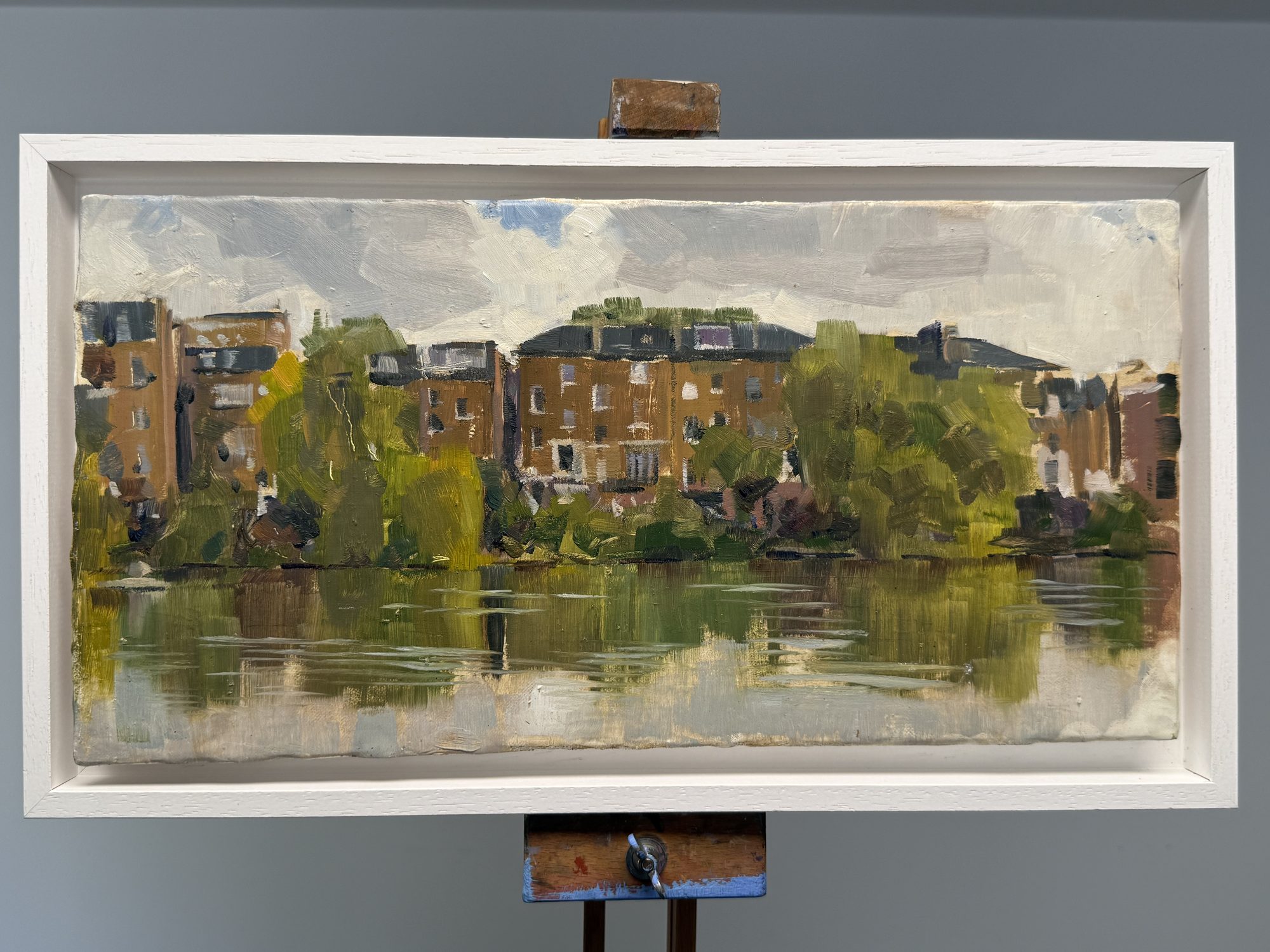 Hampstead Pond Number 1 — original oil on board painting of London, United Kingdom by Claud Binns